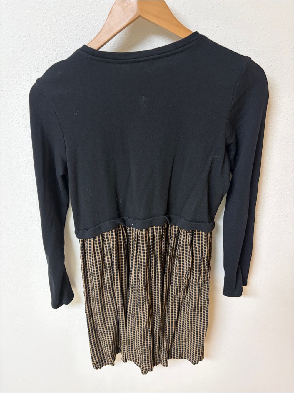 J.Jill Black Long Sleeve Top with Brown Plaid Skirt Dress women’s size S - Picture 3 of 3